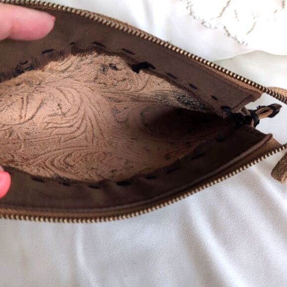 Western Artisan Hand Tooled Leather -Small Zip Pouchette - Picture 6 of 12